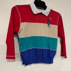 Vintage Koret Sport Sweatshirt Womens Sz ?? Red Blue Collared Golf Embroidered